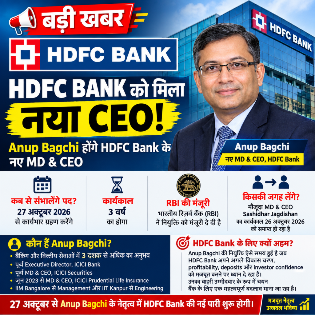 Anup Bagchi होंगे HDFC Bank के नए MD & CEO Anup Bagchi होंगे HDFC Bank के नए MD & CEO
